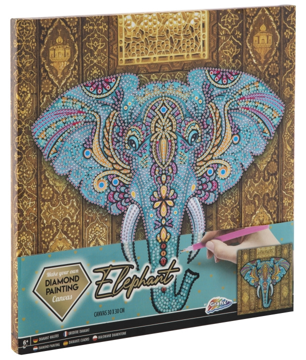 Grafix Diamantmaleri på lærred - Elefant 30 x 30 cm - (K-260010) i gruppen LEGETØJ, BØRN & BABY / Legetøj / Hobbyartikler hos TP E-commerce Nordic AB (D30868)