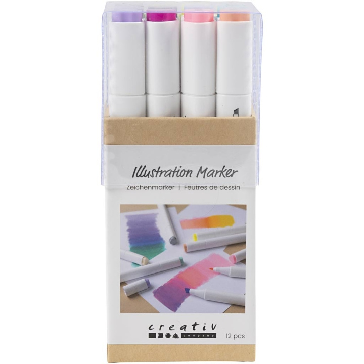 Creative Toys Creativ - Illustrationspenne, linje 1+8 mm, pastelfarver, 12 stk - () i gruppen LEGETØJ, BØRN & BABY / Legetøj / Hobbyartikler hos TP E-commerce Nordic AB (D30922)