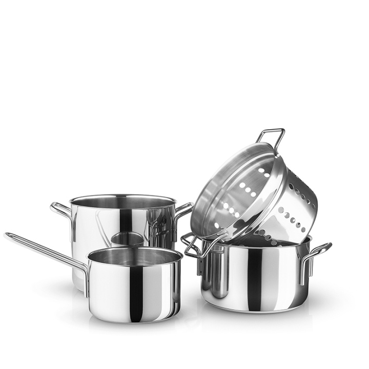 Eva Trio Rustfrit stål 4 stk. Kogegrejssæt 1,8 L + 3,6 L + 4,8 L + Pastaindsats i gruppen HJEM, HUS & HAVE / Køkkenredskaber / Gryder og kasseroller hos TP E-commerce Nordic AB (D31155)