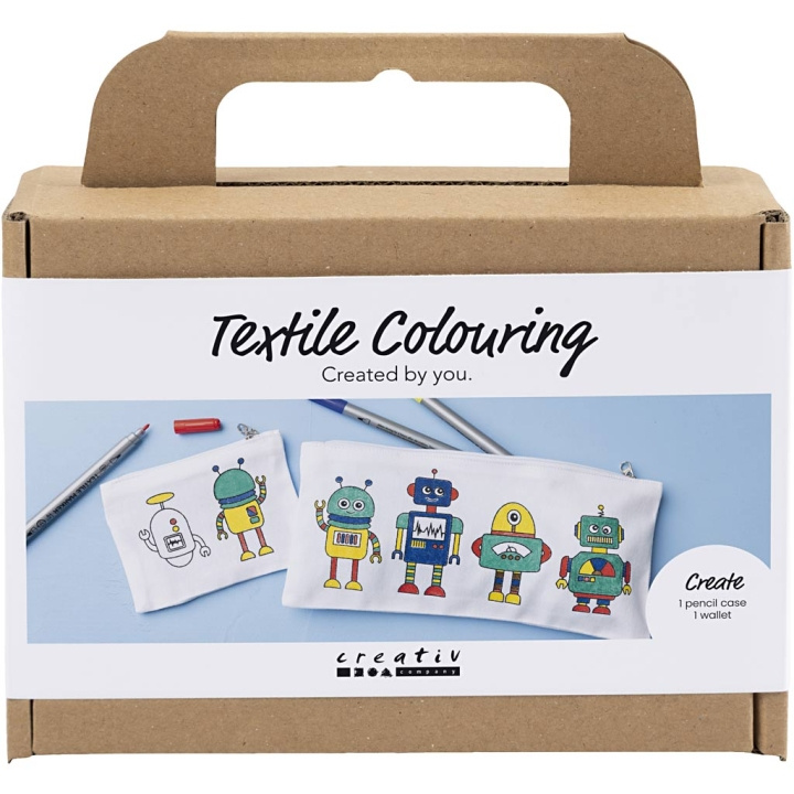 Creative Toys Creative - Mini Craft Kit Textile Colouring, Robot, primærfarver, 1 pakke - (977806) i gruppen LEGETØJ, BØRN & BABY / Legetøj / Hobbyartikler hos TP E-commerce Nordic AB (D31190)