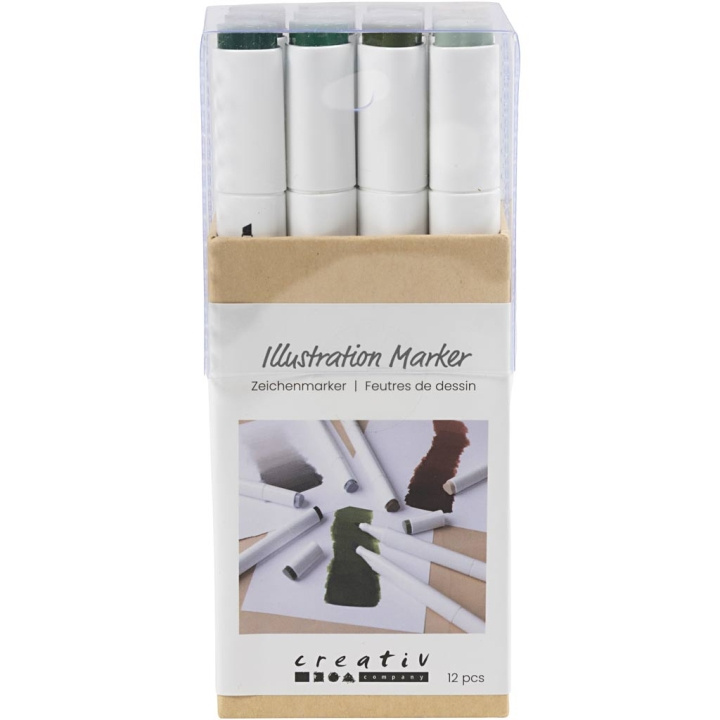 Creative Toys Creativ - Illustration Marker, linje 1+8 mm, naturfarver, 12stk/ 1 pakke (373741) i gruppen LEGETØJ, BØRN & BABY / Legetøj / Hobbyartikler hos TP E-commerce Nordic AB (D31442)