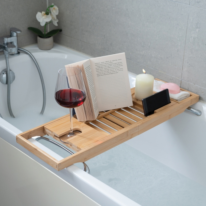 Mad Monkey Bamboo bath shelf - Adjustable, fits bathtubs up to 1 meter wide - natural i gruppen SPORT, FRITID & HOBBY / Sjove gadgets / Smarte løsninger hos TP E-commerce Nordic AB (D31452)