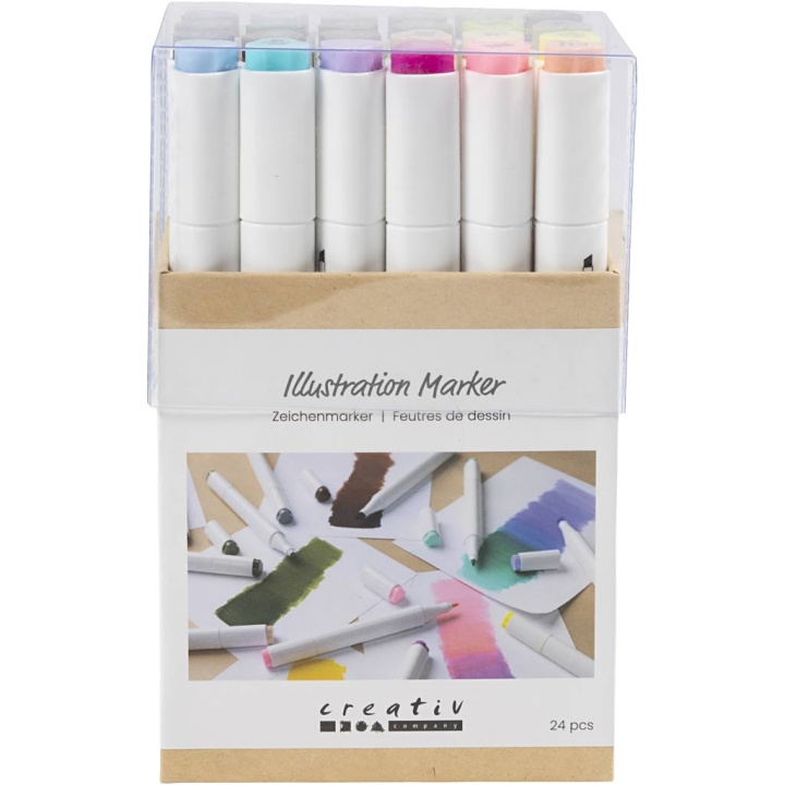 Creative Toys Creativ - Illustrationspenne, linje 1+8 mm, pastelfarver, standardfarver, 24 stk - () i gruppen LEGETØJ, BØRN & BABY / Legetøj / Hobbyartikler hos TP E-commerce Nordic AB (D31464)