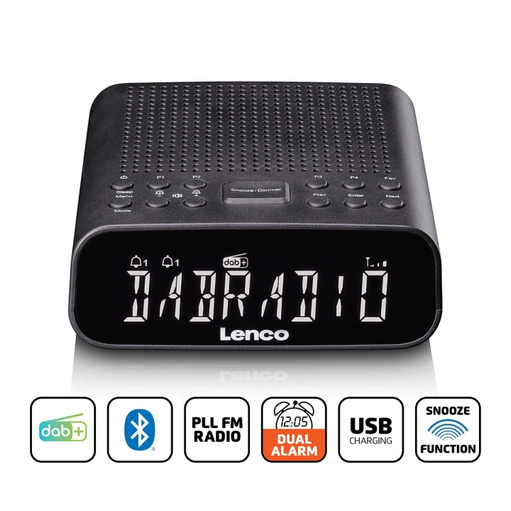 Lenco DAB-FM clockradio med Bluetooth® i gruppen HJEMMEELEKTRONIK / Lyd & billede / Hjemmebiograf, HiFi & Bærbar / Radio og vækkeure / Klokradio hos TP E-commerce Nordic AB (D32175)