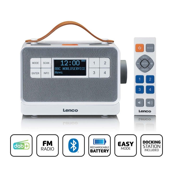 Lenco Bærbar FM/DAB+-radio med store knapper og 