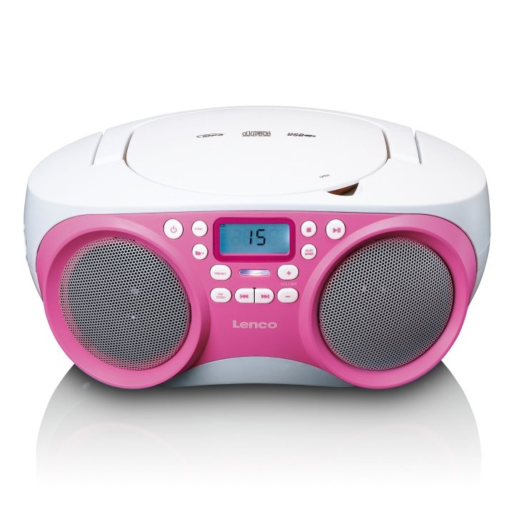 Lenco Bærbar FM-radio/CD/MP3- og USB-afspiller Pink i gruppen HJEMMEELEKTRONIK / Lyd & billede / Hjemmebiograf, HiFi & Bærbar / Bærbar musikafspiller / CD-afspiller hos TP E-commerce Nordic AB (D32391)