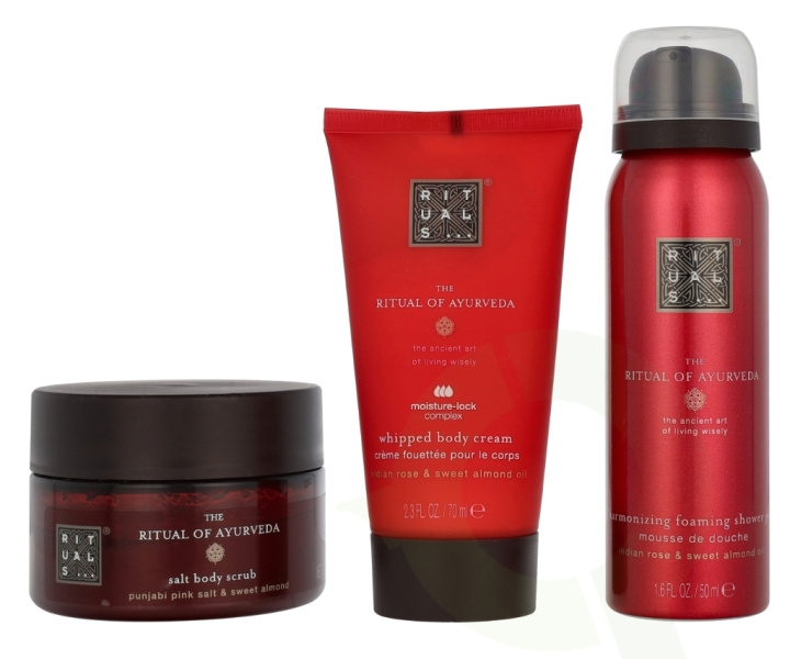 Rituals Ayurveda Trial Set 245 ml Foaming Shower Gel 50ml/Body Scrub 125g/Body Cream 70ml i gruppen SKØNHED & HELSE / Gaveæske / Gaveæske til hende hos TP E-commerce Nordic AB (D32609)