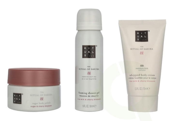 Rituals Sakura Trial Set 245 ml Foaming Shower Gel 50ml/Body Scrub 125g/Body Cream 70ml i gruppen SKØNHED & HELSE / Gaveæske / Gaveæske til hende hos TP E-commerce Nordic AB (D32612)
