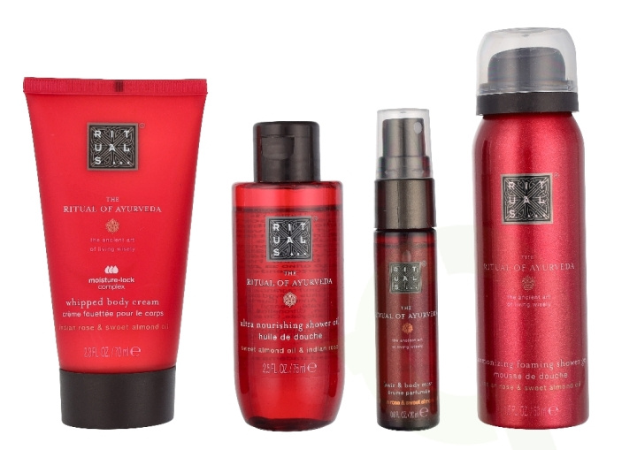 Rituals Ayurveda Small Giftset 215 ml Shower Oil 75ml/Foaming Shower Gel 50ml/Hair & Body Mist 20ml/Body Cream 70ml i gruppen SKØNHED & HELSE / Gaveæske / Gaveæske til hende hos TP E-commerce Nordic AB (D32808)