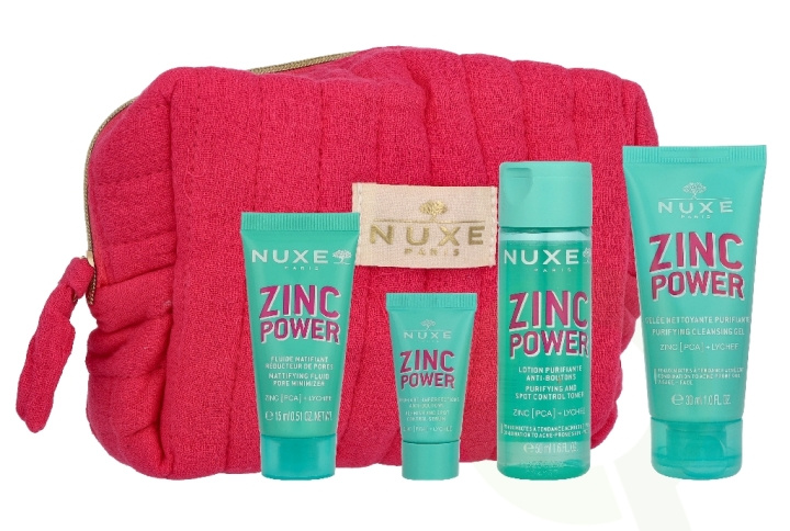 Nuxe Zinc Power Travel Kit 100 ml Cleansing Gel 50Ml/Toner 30Ml/Serum 5Ml/Fluid 15Ml i gruppen SKØNHED & HELSE / Gaveæske / Gaveæske til hende hos TP E-commerce Nordic AB (D32918)
