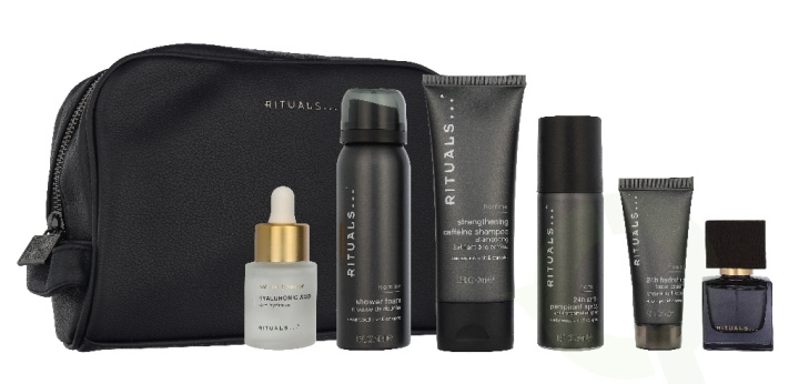 Rituals Homme Giftset 225 ml Roi d’Orient 15 ml/Homme Shower Foam 50ml/Homme 24h Anti-Perspirant Spray 50ml/Namaste Hyaluronic Acid Natural Booster 20 ml/Homme 24h Hydrating Face Cream 20ml/Homme Strengthening Caffeine Shampoo 70ml/Homme Toiletry Bag i gruppen SKØNHED & HELSE / Duft & Parfume / Parfume / Parfume til ham hos TP E-commerce Nordic AB (D32942)