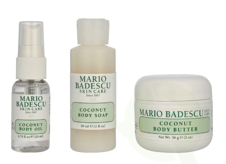 Mario Badescu Coconut Body Travel Trio Set 135 ml Hydrating Shower Gel 59ml/Intense Hydrating Body Butter 56g/Nourishing Body Oil Spray 20ml i gruppen SKØNHED & HELSE / Gaveæske / Gaveæske til hende hos TP E-commerce Nordic AB (D33046)