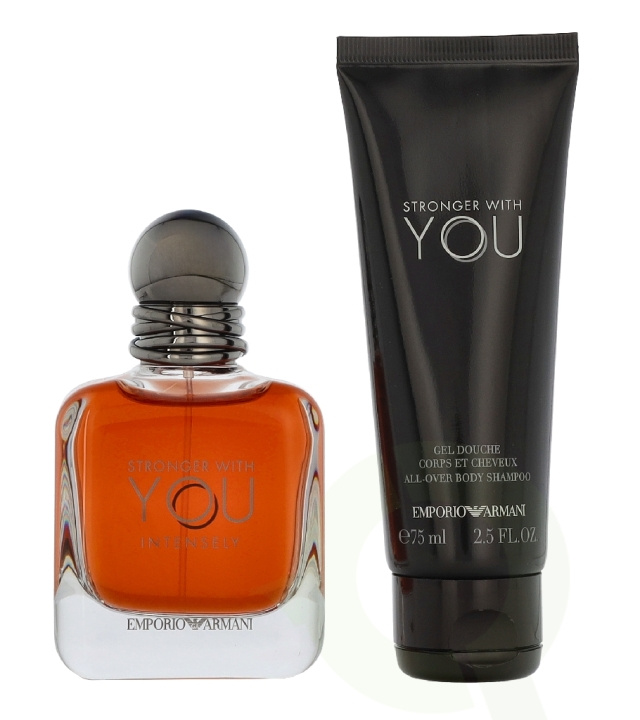 Armani Stronger With You Men Intense Giftset 125 ml Edp Spray 50ml/Shower Gel 75ml i gruppen SKØNHED & HELSE / Duft & Parfume / Parfume / Parfume til ham hos TP E-commerce Nordic AB (D33319)