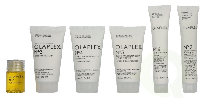 Olaplex The Mini Essentials Holiday Set 137.5 ml No.3 Hair Perfection 30ml/No.4 Shampoo 30ml/No.5 Conditioner 30ml/No.9 Bond Protector 20ml/ Bond Smoother 20ml/ Bonding Oil 7.5ml i gruppen SKØNHED & HELSE / Gaveæske / Gaveæske til hende hos TP E-commerce Nordic AB (D33499)