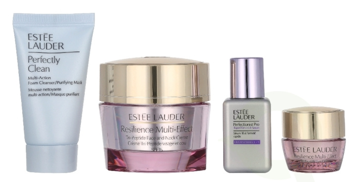 Estee Lauder Resilience Multi-Effects Radiance Routine Set 100 ml Resilience Multi-Effect SPF15 50ml /Perfectionist Pro Rapid Firm/Lift Serum 15ml /Perfectly Clean Cleanser 30ml /Resilience Multi-Effect Eye 5ml i gruppen SKØNHED & HELSE / Hudpleje / Ansigt / Dagcreme hos TP E-commerce Nordic AB (D33509)