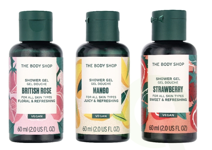 The Body Shop G1 Shower Gel Trio Set 180 ml Pink Grapefruit Shower Gel 60ml/Strawberry Shower Gel 60ml/British Rose Shower Gel 60ml i gruppen SKØNHED & HELSE / Hudpleje / Kropspleje / Bad & brusecreme hos TP E-commerce Nordic AB (D33574)