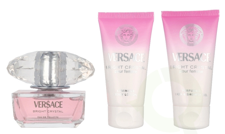 Versace Bright Crystal Giftset 150 ml Edt Spray 50ml/Bath & Shower Gel 50ml/Body Lotion 50ml i gruppen SKØNHED & HELSE / Duft & Parfume / Parfume / Parfume til hende hos TP E-commerce Nordic AB (D33835)