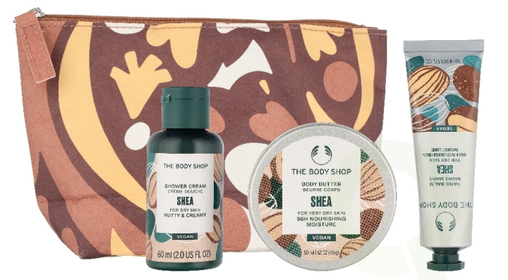 The Body Shop G2 Beauty Bag Shea Giftset 140 ml Shower Gel 60ml/Body Butter 50ml/Hand Balm 30ml i gruppen SKØNHED & HELSE / Gaveæske / Gaveæske til hende hos TP E-commerce Nordic AB (D33894)