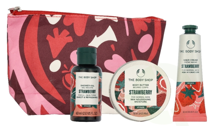 The Body Shop G2 Beauty Bag Strawberry Giftset 140 ml Shower Gel 60ml/Body Butter 50ml/Hand Cream 30ml i gruppen SKØNHED & HELSE / Gaveæske / Gaveæske til hende hos TP E-commerce Nordic AB (D33974)