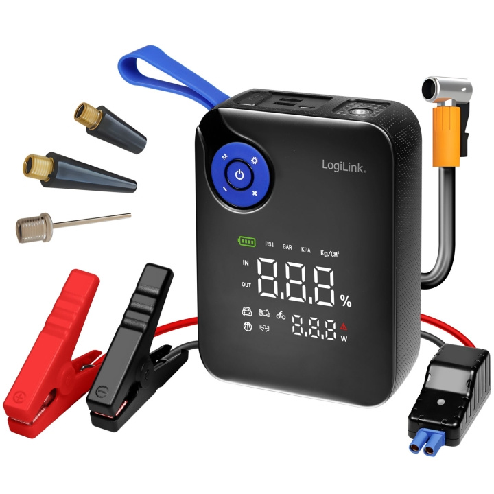 LogiLink Portabel 4-i-1 Starthjälp med Luftkompressor i gruppen BIL / Start kabler og tilbehør hos TP E-commerce Nordic AB (D34365)