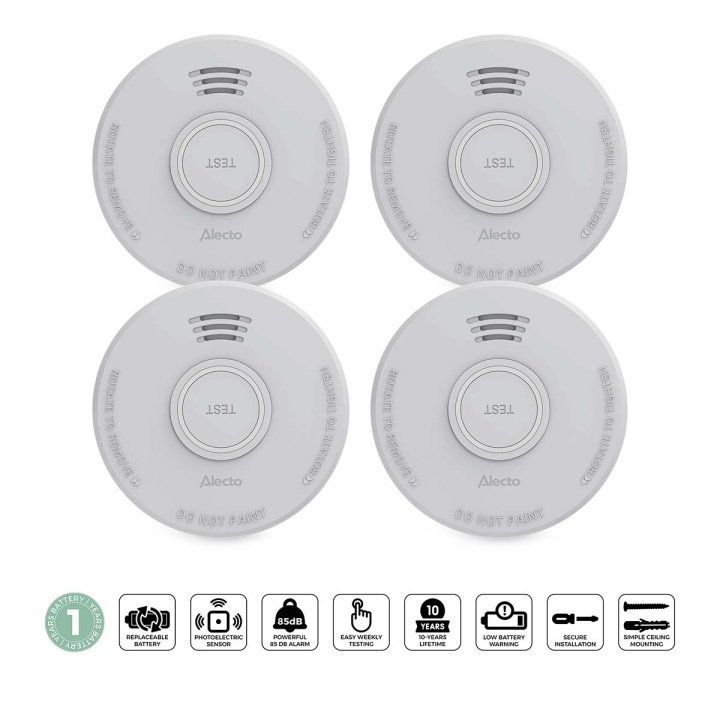 Alecto Røgalarm med 1 års batteri 4-pak i gruppen HJEM, HUS & HAVE / Alarm, Sikkerhed & Overvågning / Brand, røg, gas / Røgalarmer hos TP E-commerce Nordic AB (D34876)