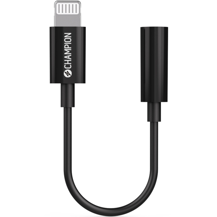 Champion Adapter Lightning till 3,5mm Svart i gruppen SMARTPHONES & TABLETS / Opladere og kabler / Kabler / Kabler Lightning hos TP E-commerce Nordic AB (D34939)
