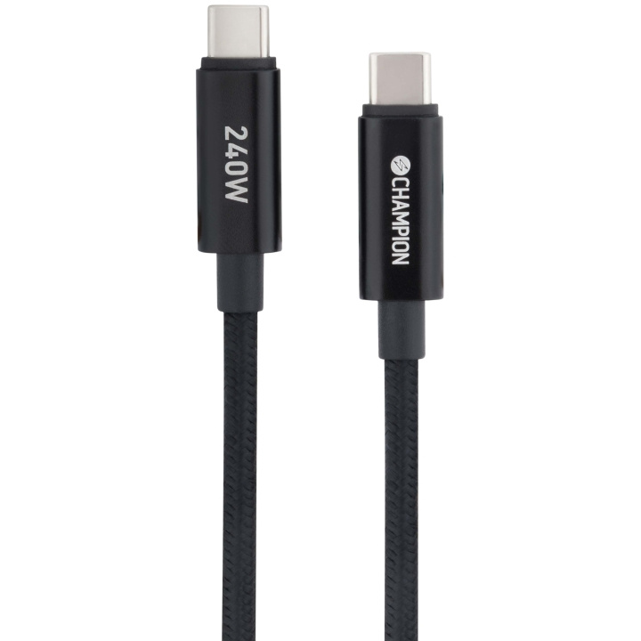 Champion USB-C Kabel 240W 2m Svart i gruppen COMPUTERTILBEHØR / Kabler og adaptere / USB / USB-C hos TP E-commerce Nordic AB (D34941)