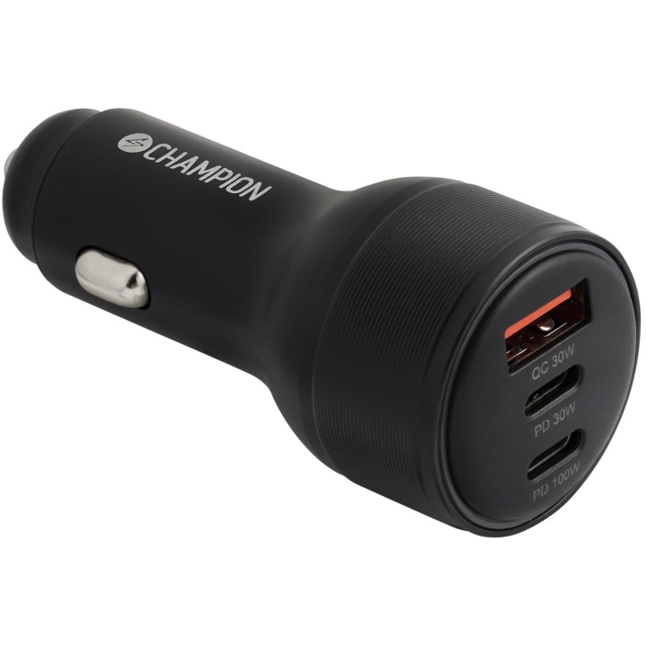 Champion Billaddare 130W 3-port QC/PD Svart i gruppen SMARTPHONES & TABLETS / Opladere og kabler / Bilopladere / Bilopladere Type C hos TP E-commerce Nordic AB (D34942)