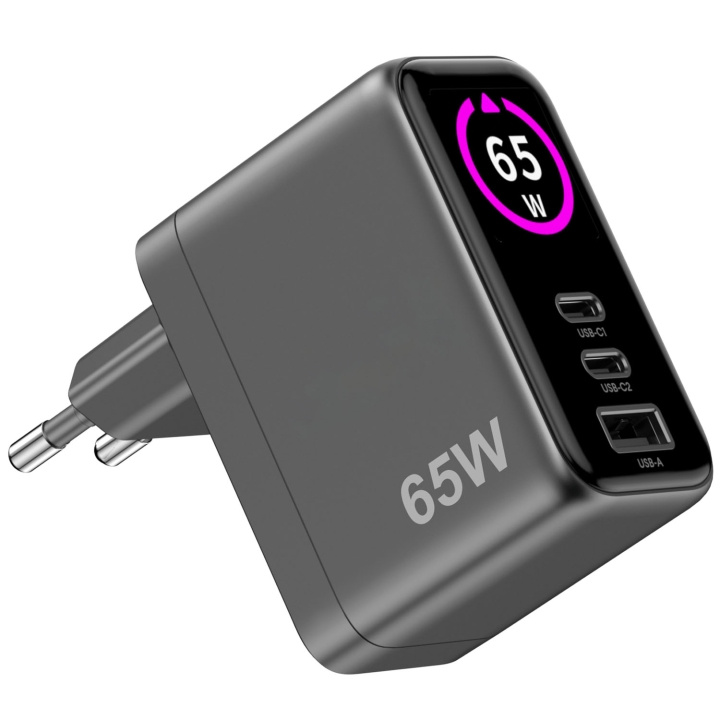 Celly Laddare 65W PD/QC med display i gruppen SMARTPHONES & TABLETS / Opladere og kabler / Vægoplader hos TP E-commerce Nordic AB (D35019)