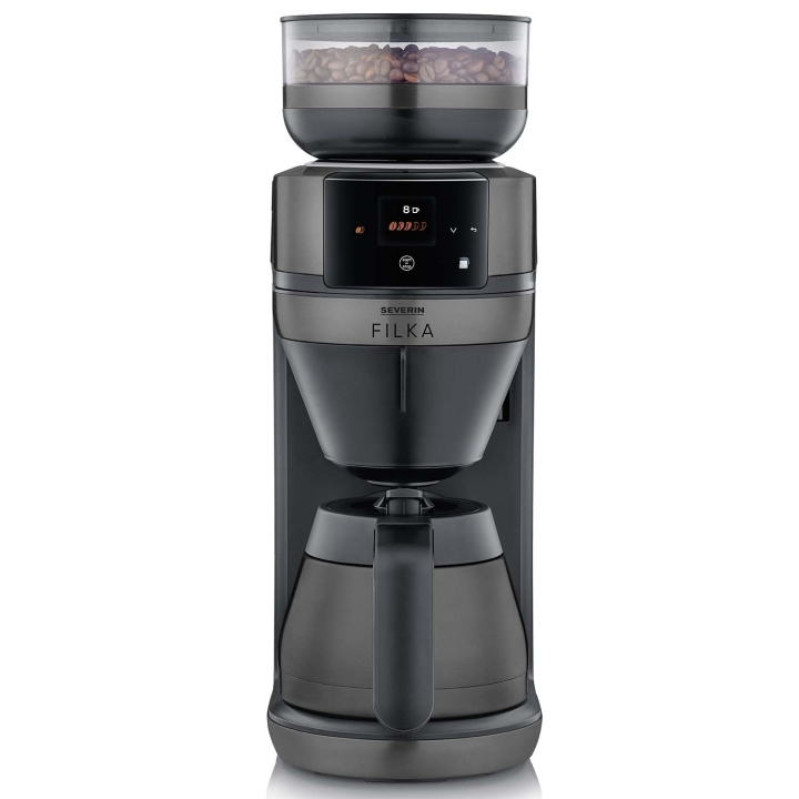 Severin Helautomatisk filterkaffebryggare FILKA 2.0 med termoskanna KA 4855 Dark Inox i gruppen HJEM, HUS & HAVE / Husholdningsapparater / Kaffe og espresso / Kaffemaskiner hos TP E-commerce Nordic AB (D35096)