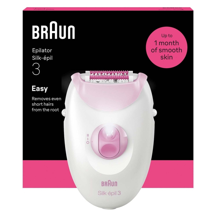 Braun Epilator Silk·épil 3, Epilator med sladd, Långvarigt Slät Hud, 3-000, Rosa i gruppen SKØNHED & HELSE / Hår og styling / Hårfjerning / Epilatorer hos TP E-commerce Nordic AB (D35644)