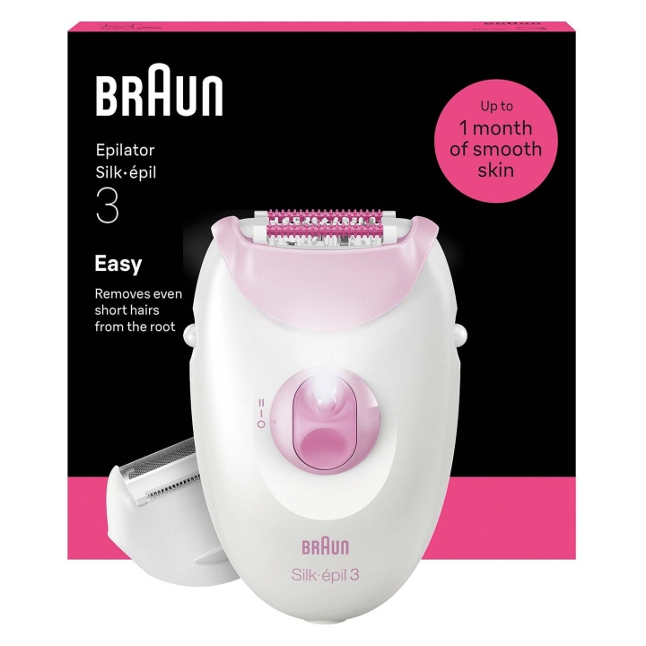 Braun Epilator Silk·épil 3 med sladd, Långvarigt Slät Hud, 3-031, Rosa i gruppen SKØNHED & HELSE / Hår og styling / Hårfjerning / Epilatorer hos TP E-commerce Nordic AB (D35645)