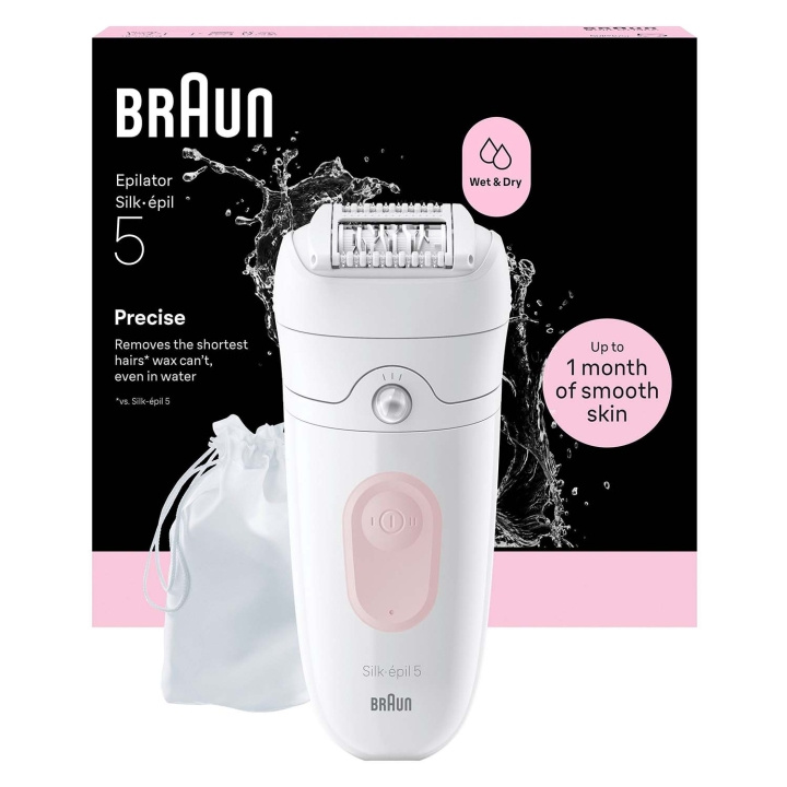 Braun Epilator Silk·épil 5, Wet & Dry, Enkel Hårborttagning, Långvarigt Slät Hud, 5-011, Flamingo i gruppen SKØNHED & HELSE / Hår og styling / Hårfjerning / Epilatorer hos TP E-commerce Nordic AB (D35646)