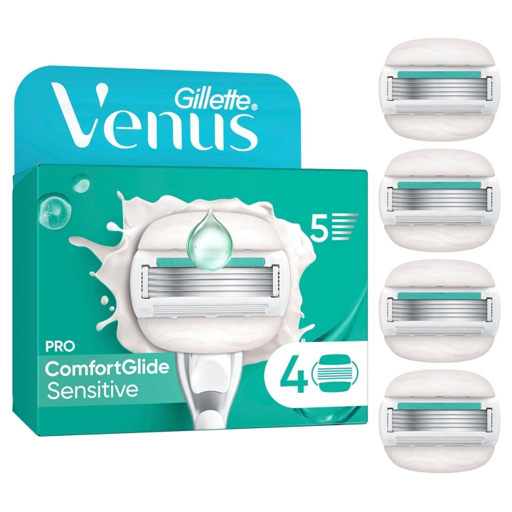 Gillette Venus Rakblad Pro Comfortglide Sensitive 4st i gruppen SKØNHED & HELSE / Hår og styling / Barbering og trimning / Barberskraber og tilbehør hos TP E-commerce Nordic AB (D35789)