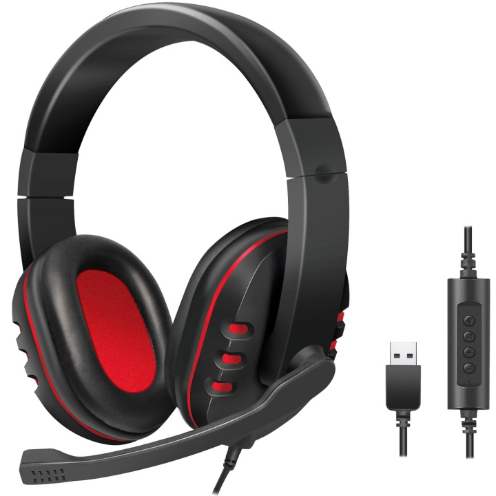 LogiLink Gamingheadset USB Svart/Röd i gruppen COMPUTERTILBEHØR / GAMING / Headset hos TP E-commerce Nordic AB (D35817)