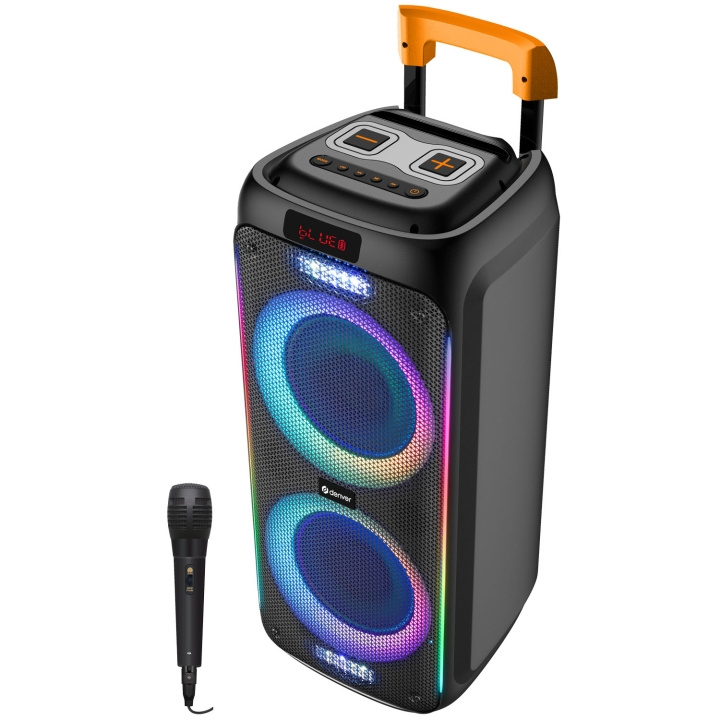 Denver Högtalare Bluetooth 2X8" woofers 60W Batteri LED-ljus TSP-456 Svart billede
