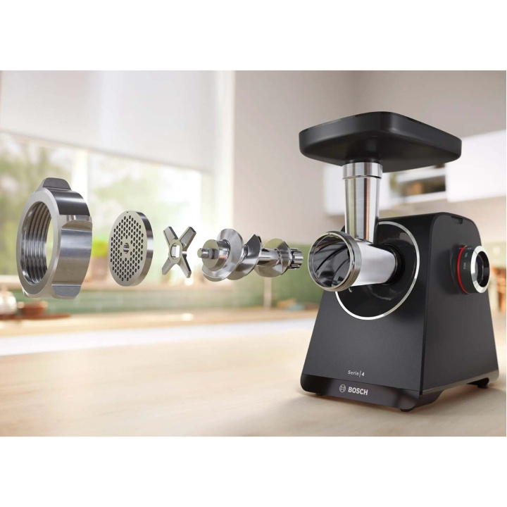 Bosch Köttkvarn MFWS430B 1900W många tillbehör i gruppen HJEM, HUS & HAVE / Husholdningsapparater / Kødkværn hos TP E-commerce Nordic AB (D37591)
