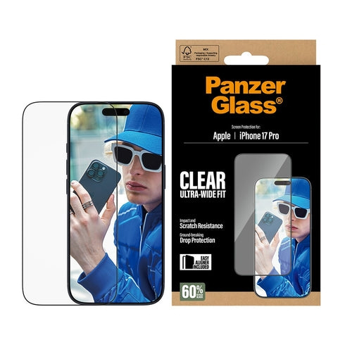 PanzerGlass – Skærmbeskytter til iPhone 17 Pro – Ultra-bred pasform med EasyAligner i gruppen SMARTPHONES & TABLETS / Mobil Beskyttelse / Apple / iPhone 17 hos TP E-commerce Nordic AB (D38233)