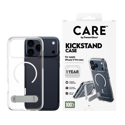 PanzerGlass - CARE Feature Case Transparent med støttefod og MagSafe - iPhone 17 Pro Max i gruppen SMARTPHONES & TABLETS / Mobil Beskyttelse / Apple / iPhone 17 hos TP E-commerce Nordic AB (D38333)