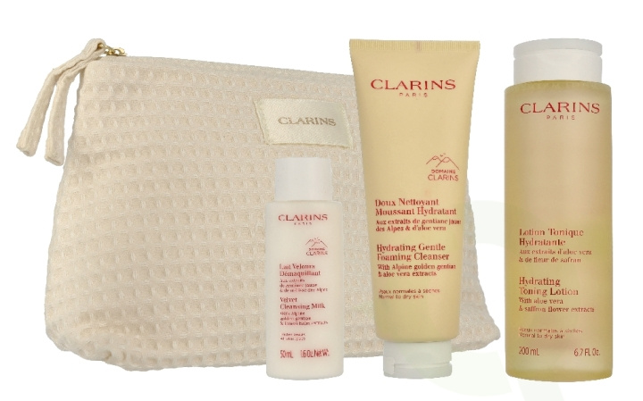 Clarins Age-Defying & Firming Essentials Set 375 ml Pouch/Cleanser 125ml/Lotion 200ml/Milk 50ml i gruppen SKØNHED & HELSE / Hudpleje / Ansigt hos TP E-commerce Nordic AB (D39504)