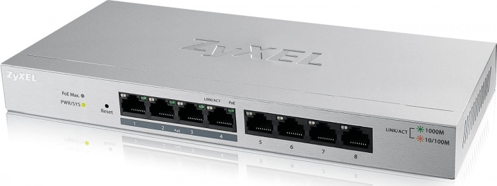ZyXEL GS1200-8HPv2 – 8-ports switch i gruppen COMPUTERTILBEHØR / Netværk / Switches hos TP E-commerce Nordic AB (D39747)
