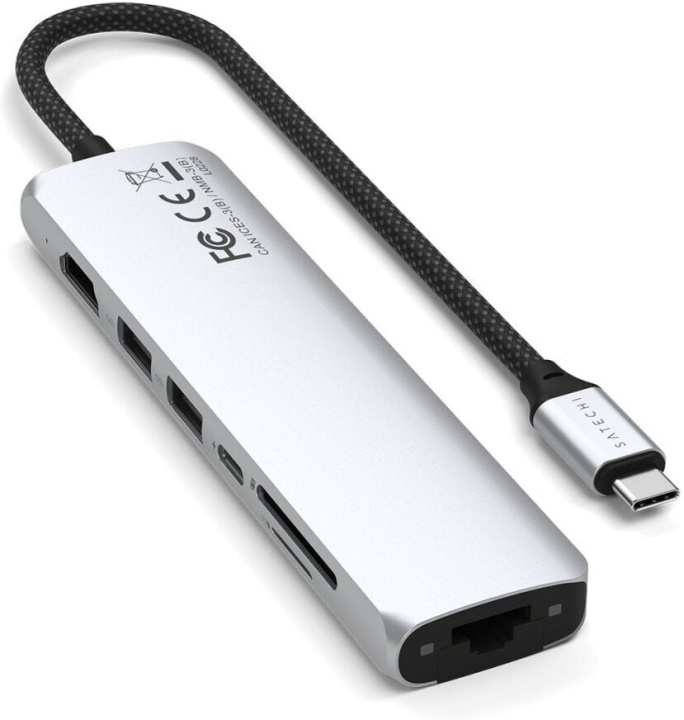 Satechi 7-i-1 USB-C Slim Multiport-adapter med Ethernet, sølv i gruppen COMPUTERTILBEHØR / Computer Tilbehør / USB-hubs hos TP E-commerce Nordic AB (D40463)
