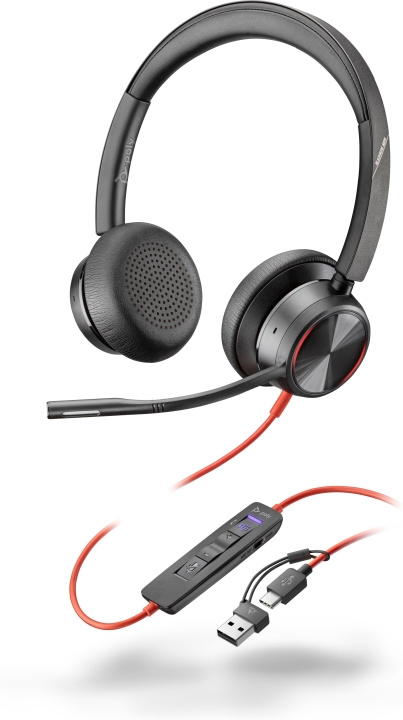 poly Blackwire 8225 – USB-C-stereohovedtelefon med mikrofon + USB-C til A-adapter, Microsoft Teams-certificeret (8X225AA) i gruppen COMPUTERTILBEHØR / Computer Tilbehør / Headset hos TP E-commerce Nordic AB (D40486)