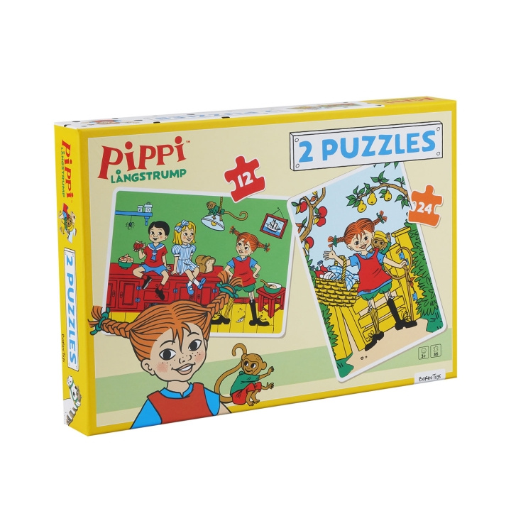 ASTRID LINDGREN Pussel Pippi 2 Pussel 12 Bitar + 24 Bitar i gruppen LEGETØJ, BØRN & BABY / Legetøj / Børns puslespil hos TP E-commerce Nordic AB (D40534)