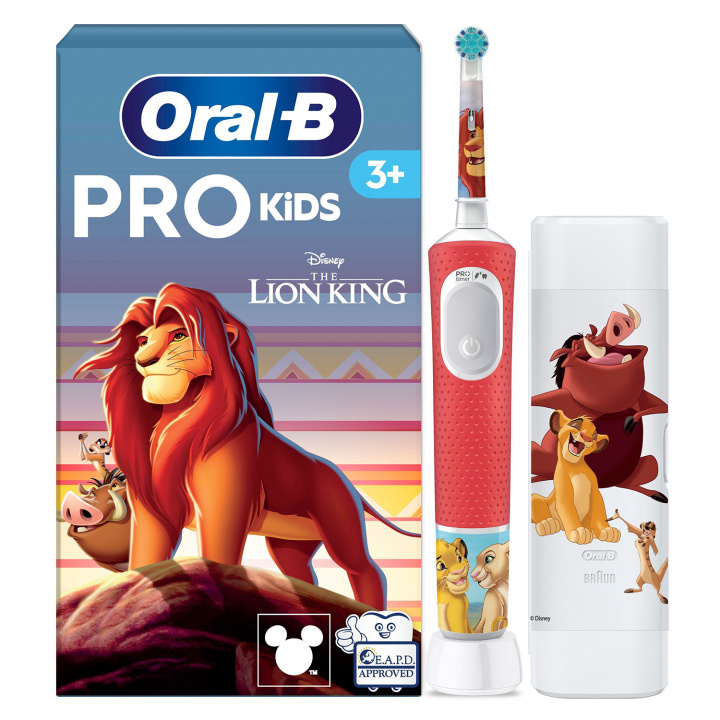 Oral B Eltandborste Vitality Pro Kids Lion King + resefodral i gruppen SKØNHED & HELSE / Oral pleje / Elektriske tandbørster hos TP E-commerce Nordic AB (D40688)
