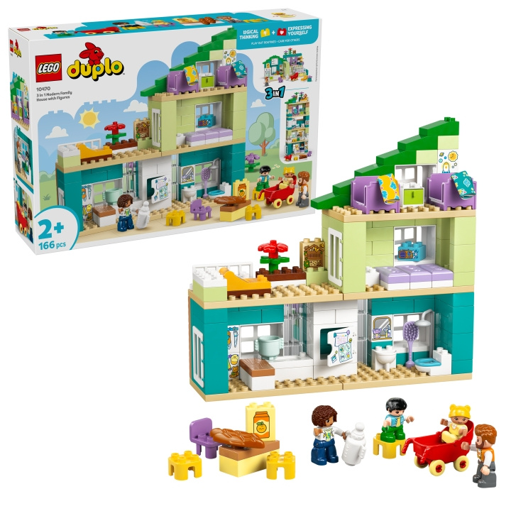LEGO DUPLO Town – 3-i-1 moderne familiehus med figurer (10470) i gruppen LEGETØJ, BØRN & BABY / Legetøj / Bygge legesager / Lego hos TP E-commerce Nordic AB (D40777)