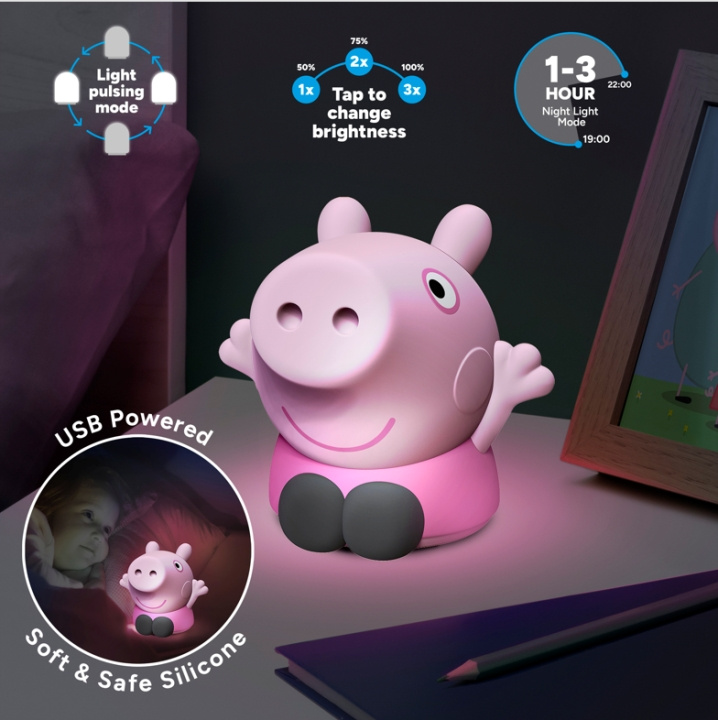 Paladone Peppa Pig silikonelampe, genopladelig i gruppen LEGETØJ, BØRN & BABY / Børneværelse / Belysning til børn / Bordlamper hos TP E-commerce Nordic AB (D41174)