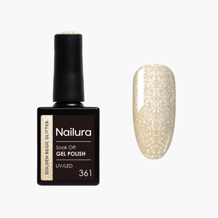Nailura Gelpolish 361 – Golden Beige Glitter – 10 ml i gruppen SKØNHED & HELSE / Manicure / pedicure / Neglelak hos TP E-commerce Nordic AB (D41263)
