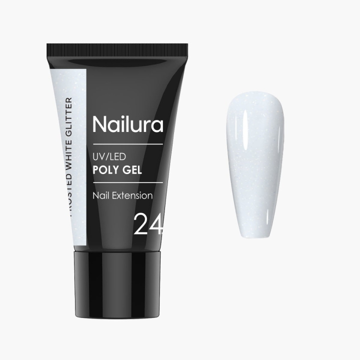 Nailura Poly Gel 24 – Frosted White Glitter – 30 ml i gruppen SKØNHED & HELSE / Manicure / pedicure / Neglelak hos TP E-commerce Nordic AB (D41331)