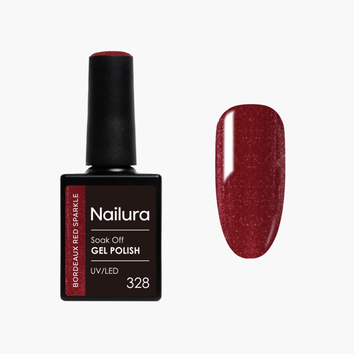 Nailura Gelpolish 328 – Bordeaux Red Sparkle – 10 ml i gruppen SKØNHED & HELSE / Manicure / pedicure / Neglelak hos TP E-commerce Nordic AB (D41570)